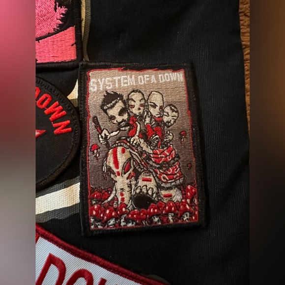 Black Crossbody Bag with Patches - Music Bands - Picture 5 of 8